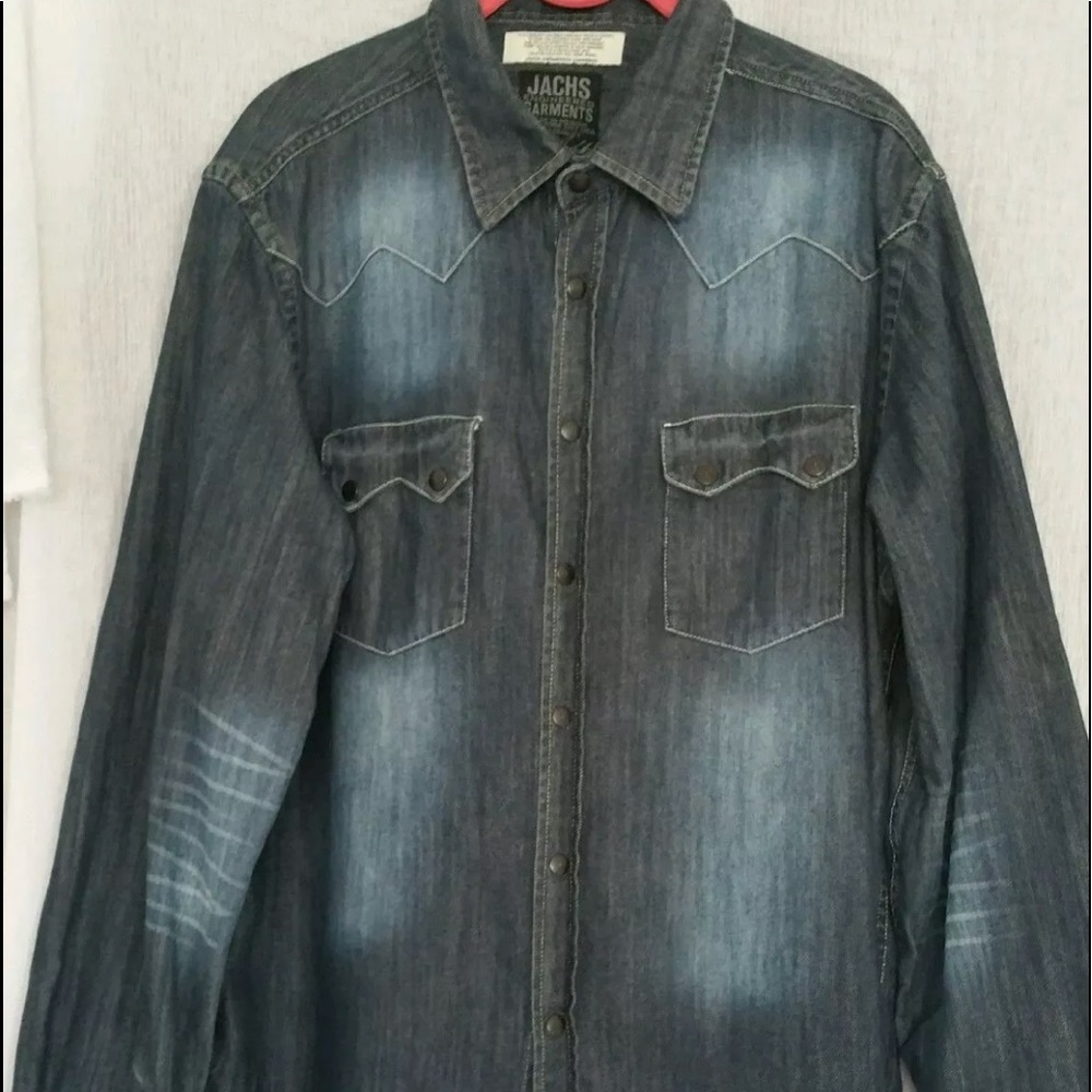 Jachs Mens Denim Shirt Button Down Size XL - Picture 3 of 6
